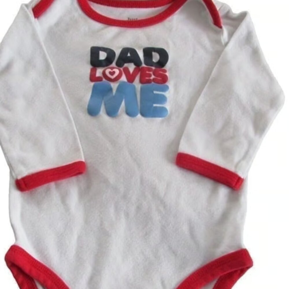 Carters Just One Year 1 Pc Bodysuit Infant Boys 6-9M White Red Dad Loves Me Snap